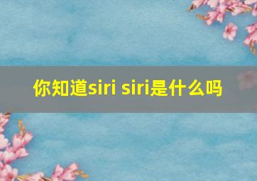 你知道siri siri是什么吗